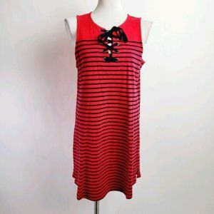 Talbots medium red stripe dress cotton